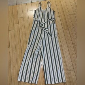 V&L Brand Made In Italy Romper Beige, Sage & Tan Stripe Women’s Large Back Zip